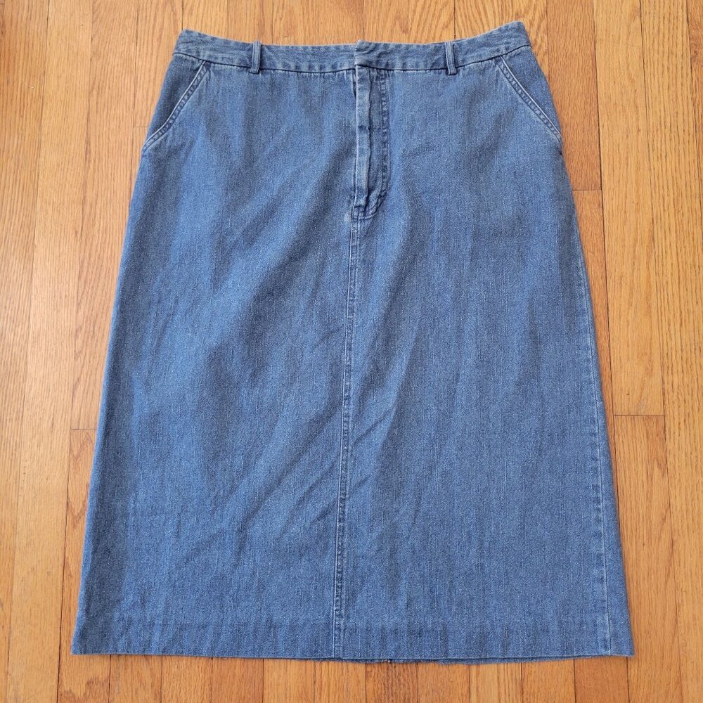 Kim‎ Rogers Sport Denim Maxi Skirt 16 Cotton Blue Jean Modest